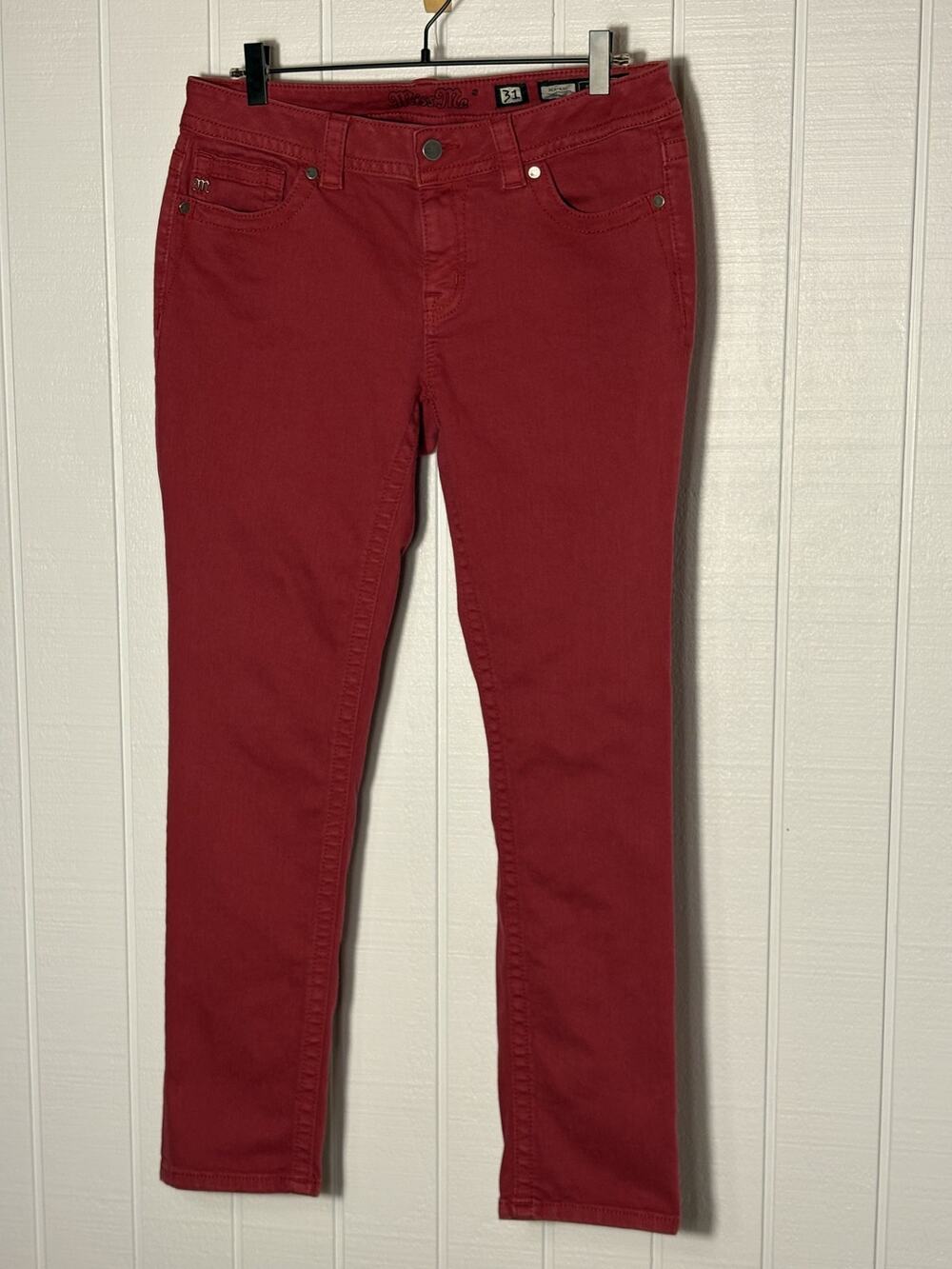 Miss Me Jeans Womens 31 Red Mid Rise Skinny Stretch Denim Y2K Western